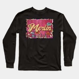 Classic Merlin Personalized Flowers Proud Name Long Sleeve T-Shirt